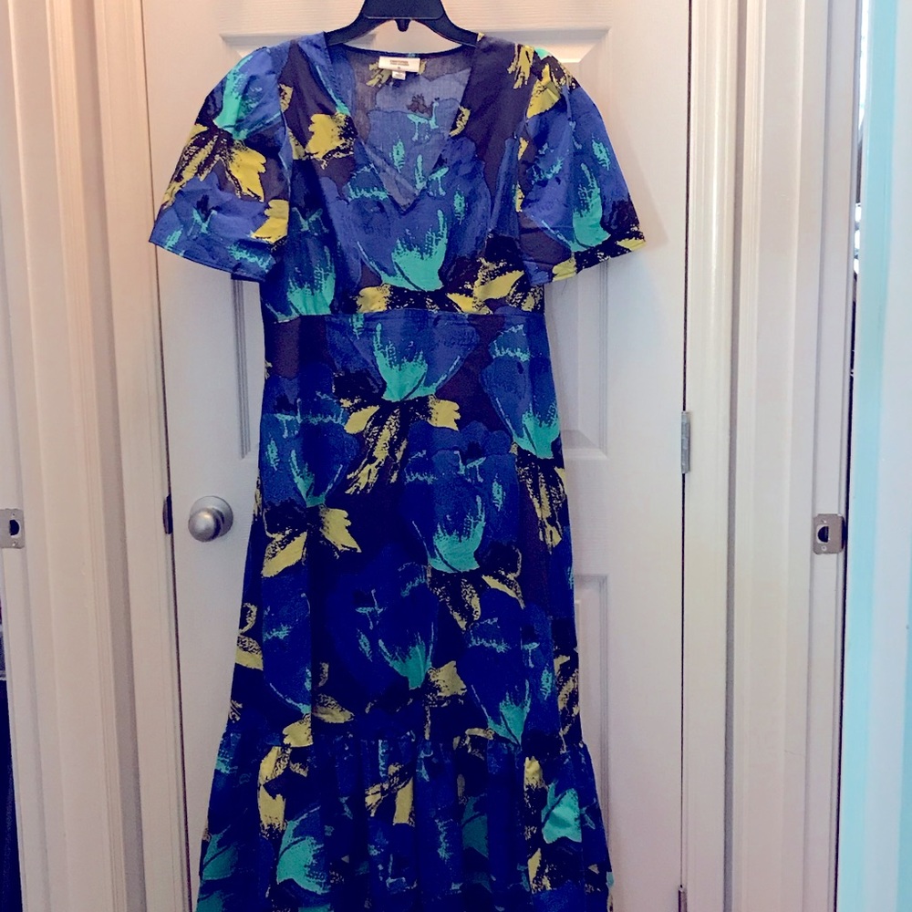 Royal blue floral print dress, size 12!